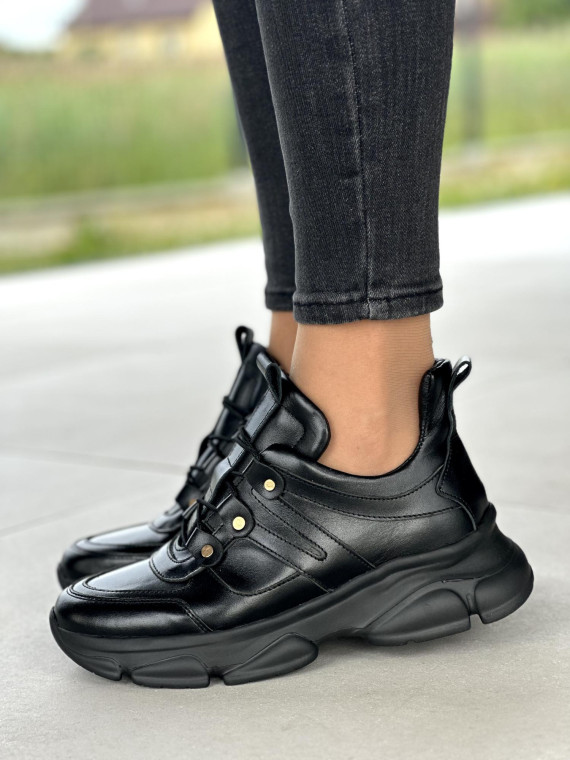 Czarne sneakersy damskie skórzane OLEKSY polskiej produkcji Czarne sneakersy damskie skórzane OLEKSY polskiej produkcji