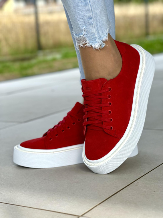 Czerwone trampki damskie skórzane OLEKSY polskiej produkcji Czerwone trampki damskie skórzane OLEKSY polskiej produkcji