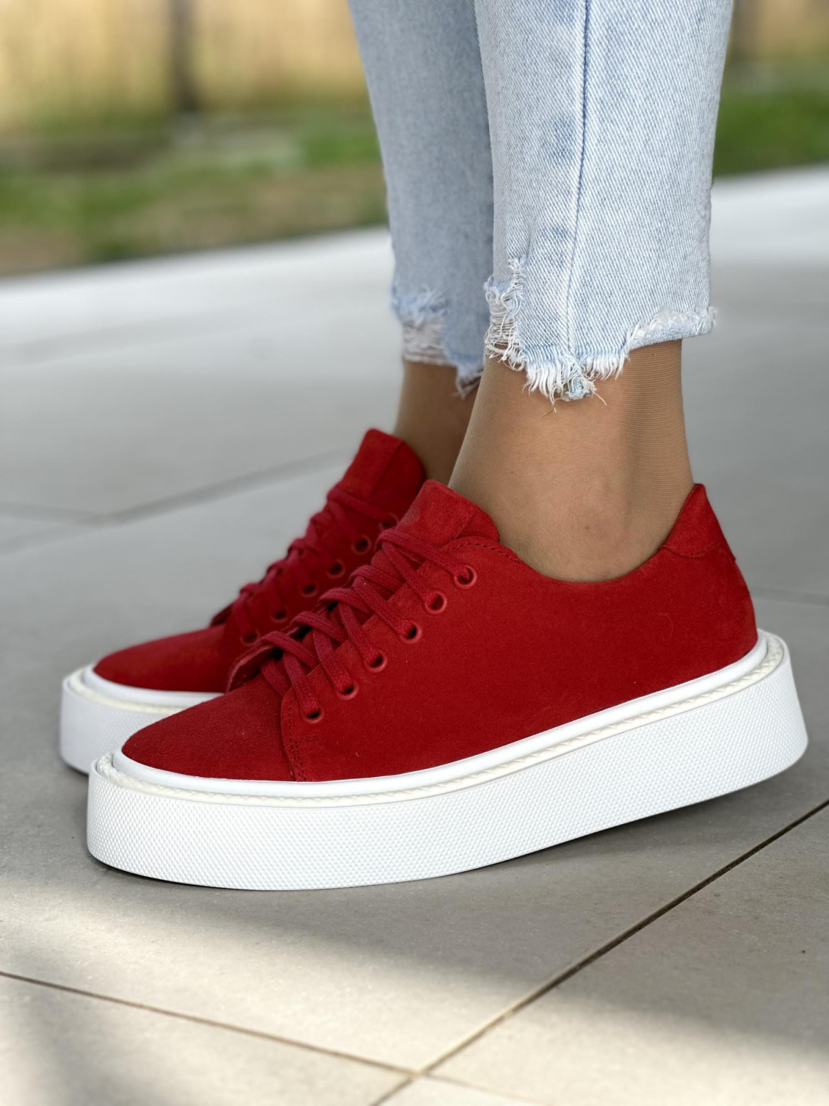 Czerwone trampki damskie skórzane OLEKSY polskiej produkcji